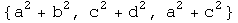 {a^2 + b^2, c^2 + d^2, a^2 + c^2}